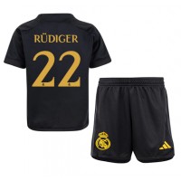 Dječji Nogometni Dres Real Madrid Antonio Rudiger #22 Rezervni 2023-24 Kratak Rukav (+ Kratke hlače)